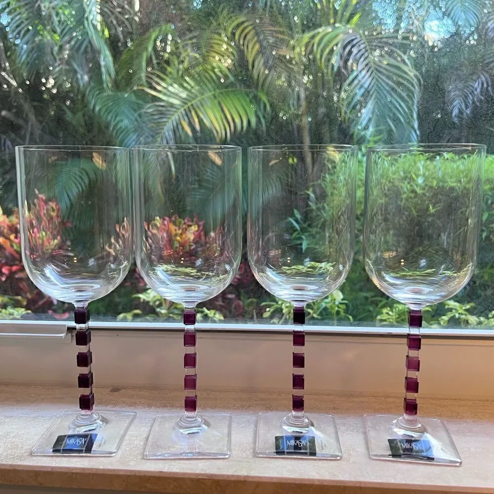 Mikasa Crystal Goblets-set of 4- “Amethyst Viewpoint”